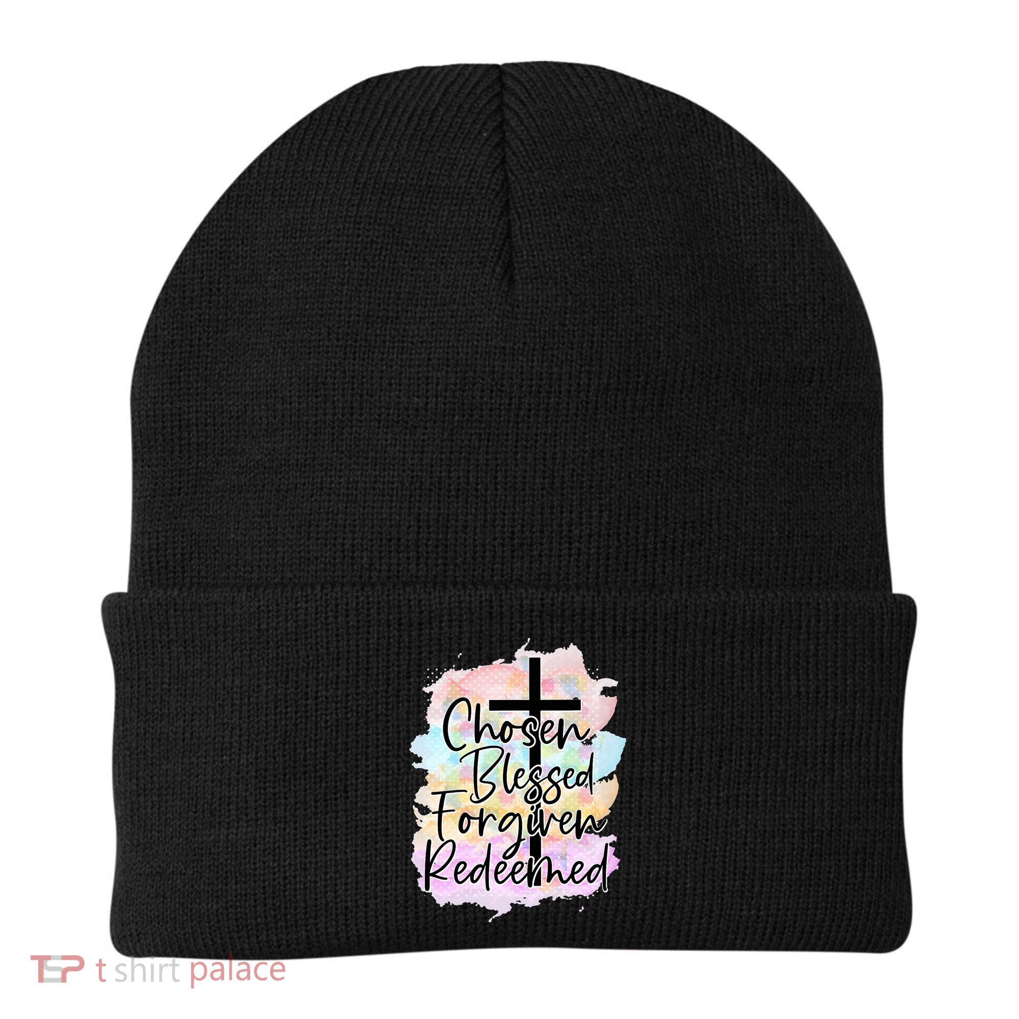 Chosen Blessed Forgiven Redeemed Christian Cross Jesus Cute Beanie