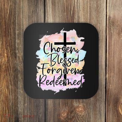 Chosen Blessed Forgiven Redeemed Christian Cross Jesus Cute Coaster