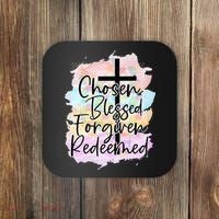 Chosen Blessed Forgiven Redeemed Christian Cross Jesus Cute Coaster thumb 0
