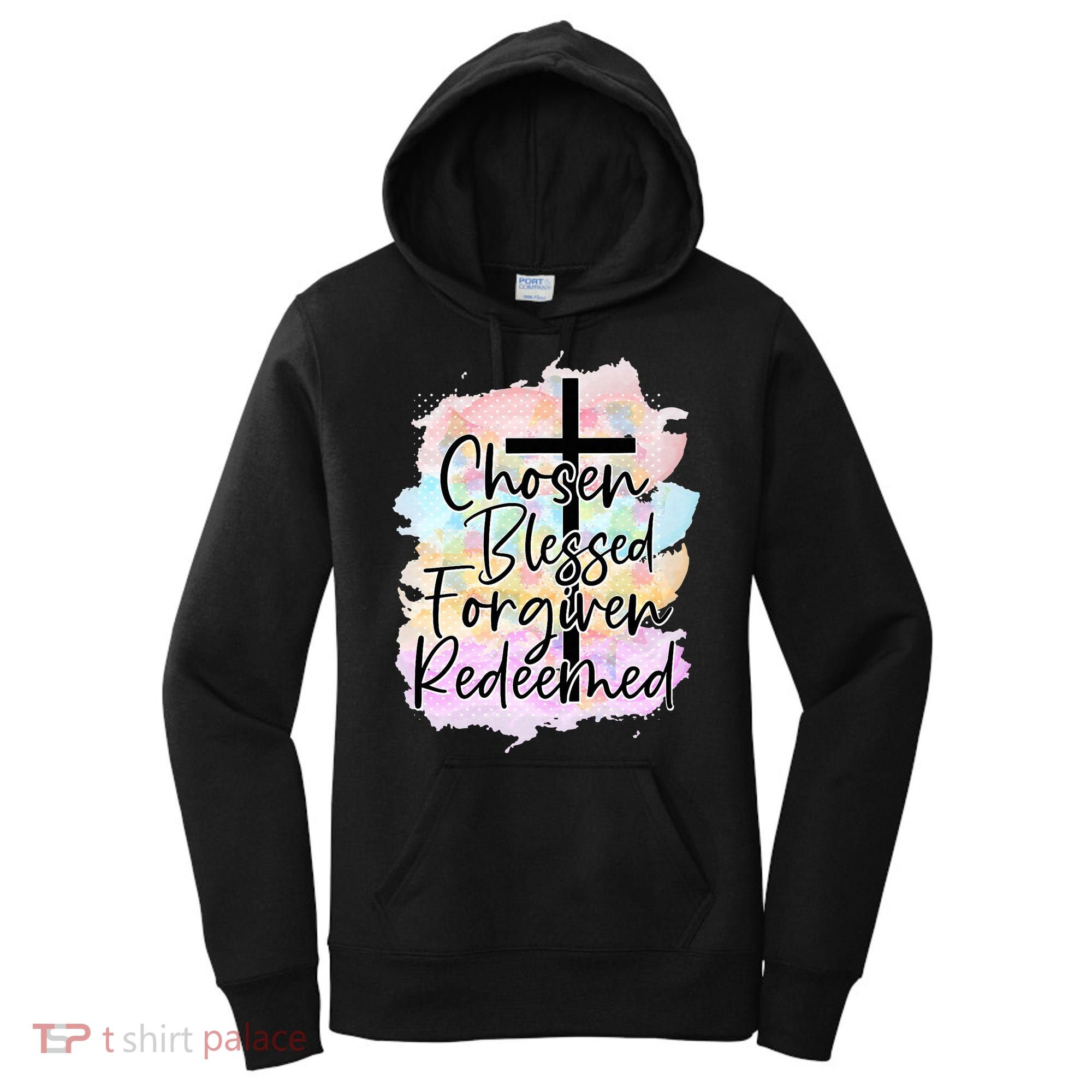 Chosen Blessed Forgiven Redeemed Christian Cross Jesus Cute Women's Hoodie