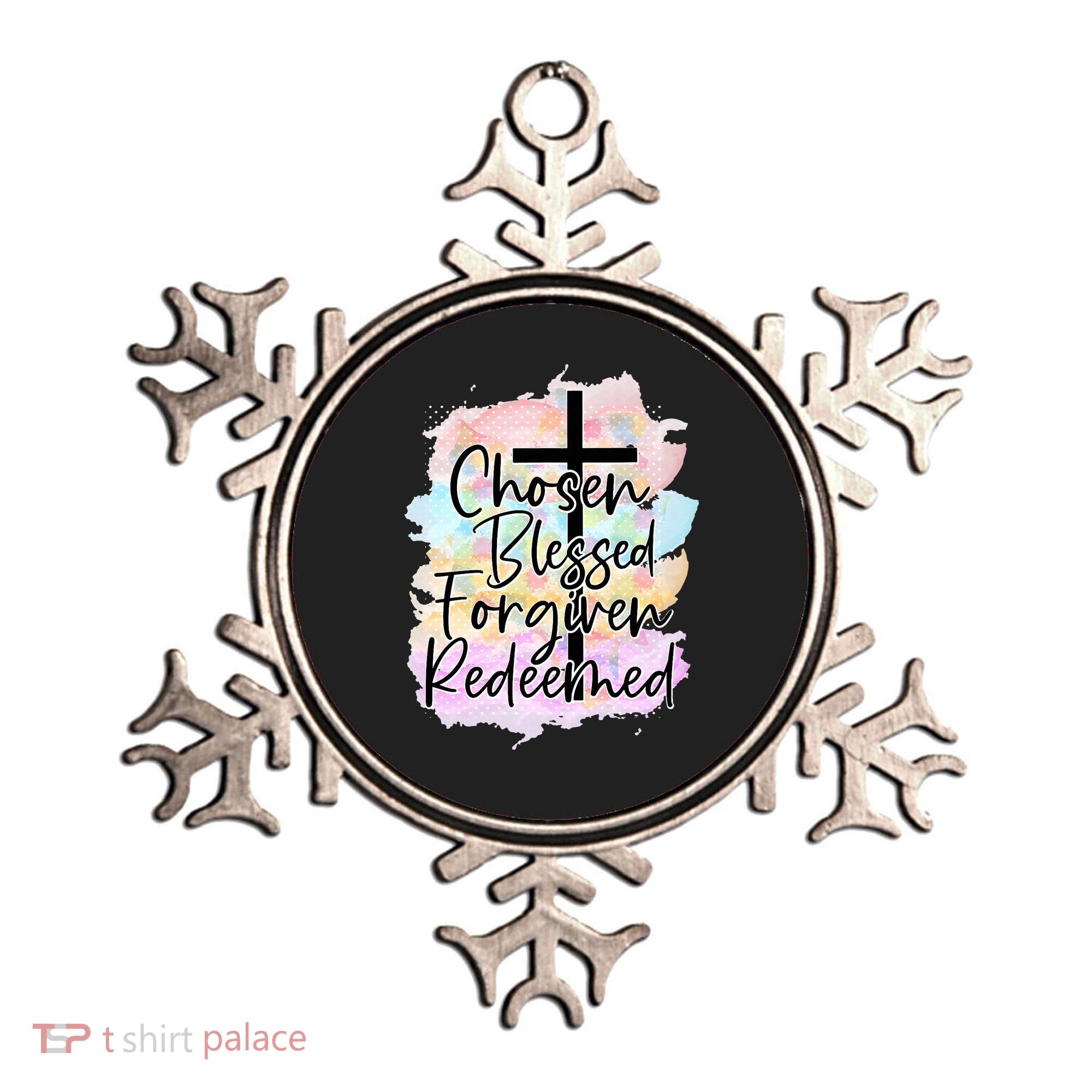 Chosen Blessed Forgiven Redeemed Christian Cross Jesus Cute Ornament