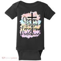 Chosen Blessed Forgiven Redeemed Christian Cross Jesus Cute Baby Bodysuit thumb 0