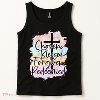 Chosen Blessed Forgiven Redeemed Christian Cross Jesus Cute Tank Top thumb 2