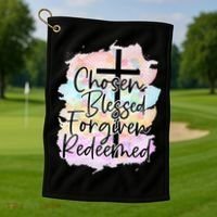 Chosen Blessed Forgiven Redeemed Christian Cross Jesus Cute Golf Towel thumb 1