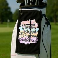 Chosen Blessed Forgiven Redeemed Christian Cross Jesus Cute Golf Towel thumb 2