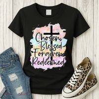 Chosen Blessed Forgiven Redeemed Christian Cross Jesus Cute Women's T-Shirt thumb 3
