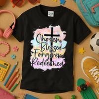 Chosen Blessed Forgiven Redeemed Christian Cross Jesus Cute Kids T-Shirt thumb 3