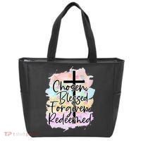 Chosen Blessed Forgiven Redeemed Christian Cross Jesus Cute Tote Bag thumb 0