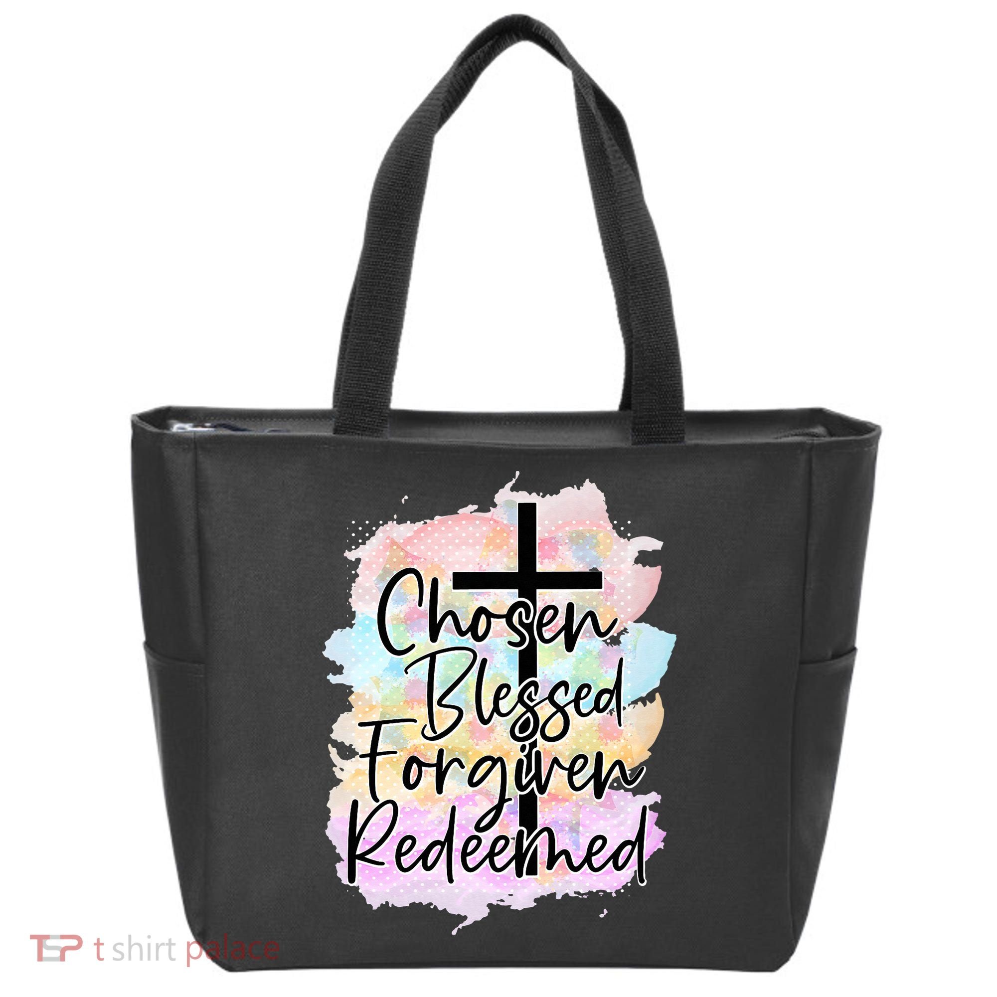 Chosen Blessed Forgiven Redeemed Christian Cross Jesus Cute Tote Bag