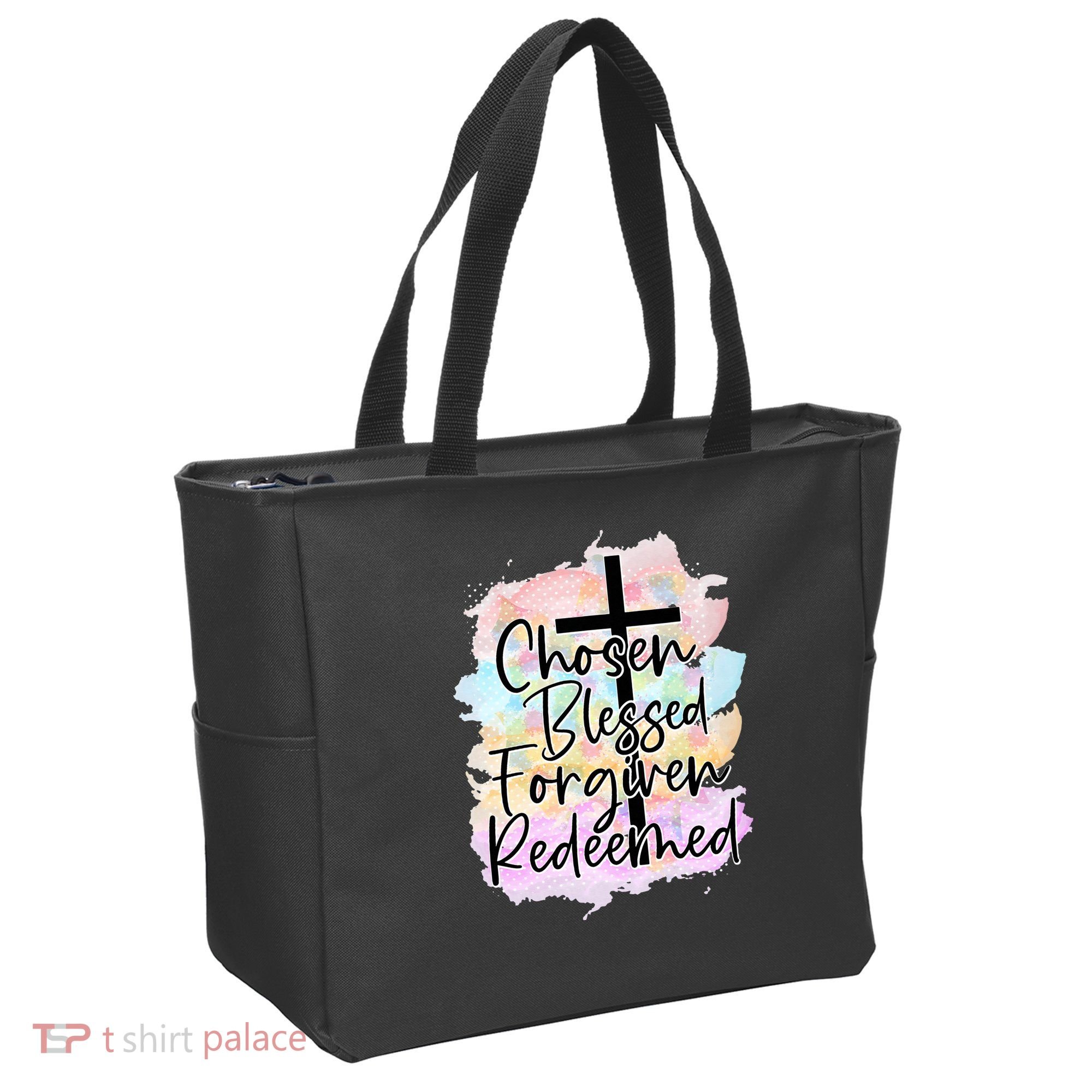 Chosen Blessed Forgiven Redeemed Christian Cross Jesus Cute Tote Bag