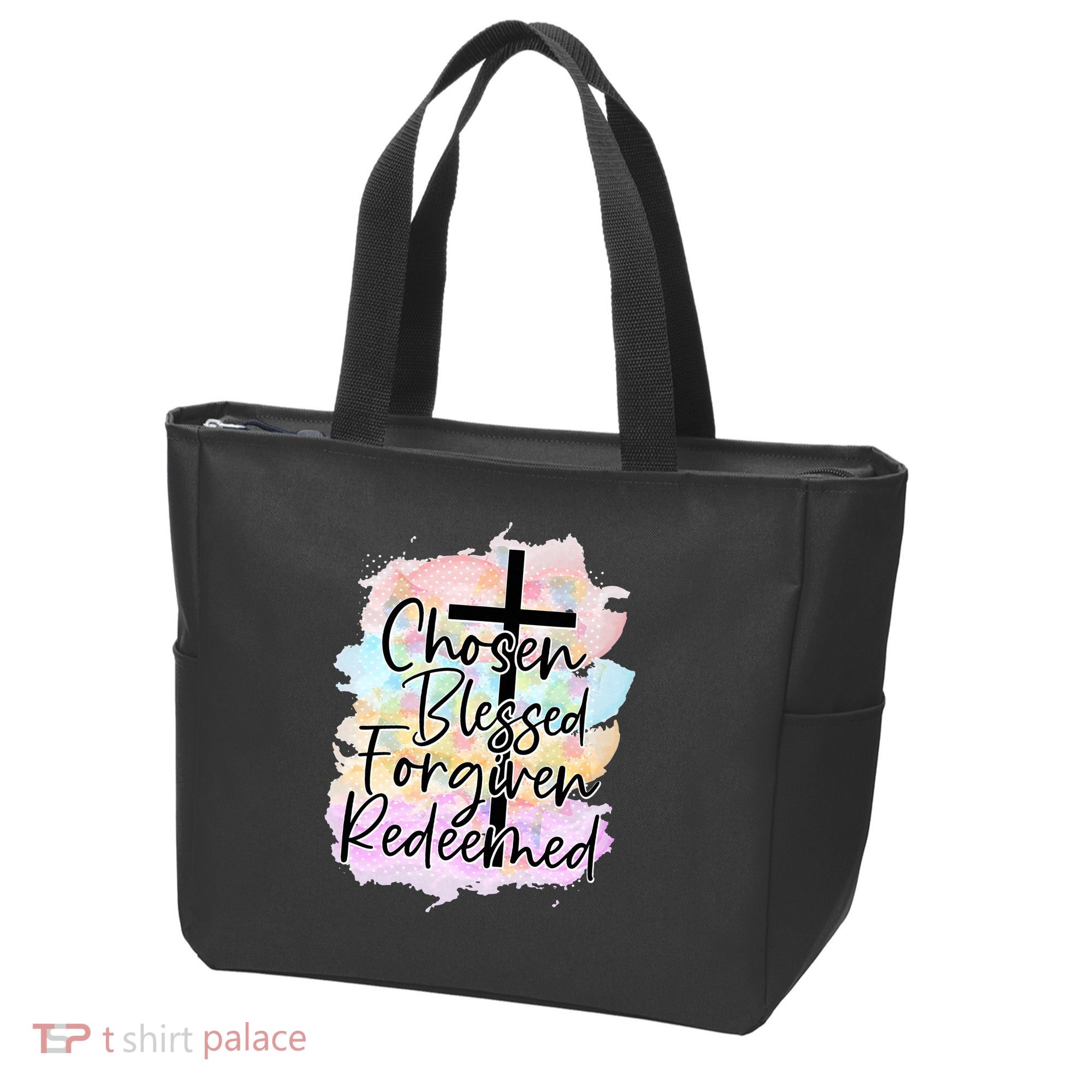 Chosen Blessed Forgiven Redeemed Christian Cross Jesus Cute Tote Bag