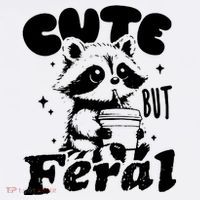 Cute But Feral Raccoon Funny Sarcastic Quote Sweatshirt thumb 3