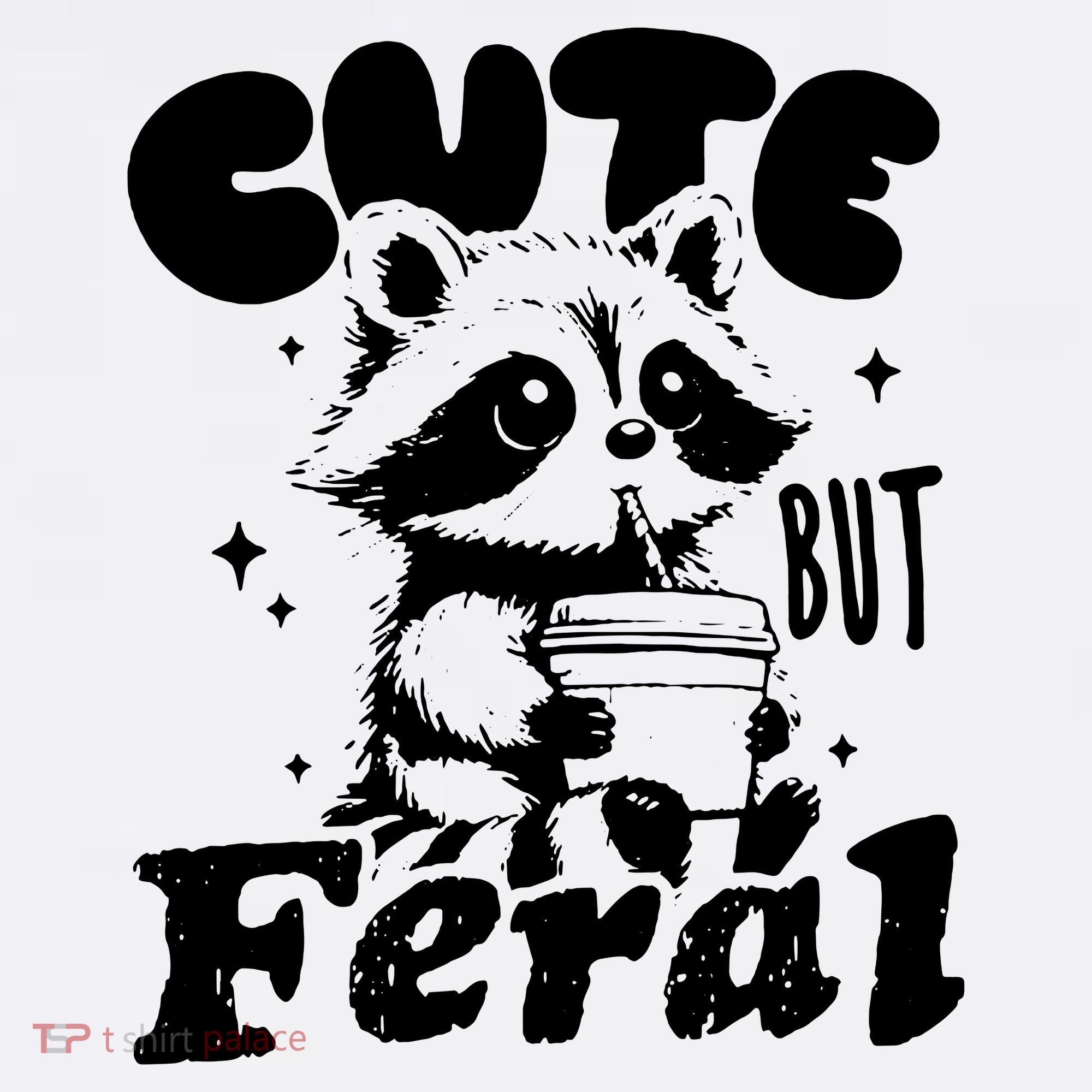 Cute But Feral Raccoon Funny Sarcastic Quote Polo
