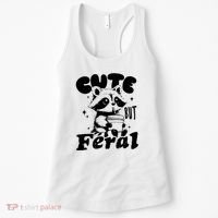 Cute But Feral Raccoon Funny Sarcastic Quote Women's Tank Top thumb 0
