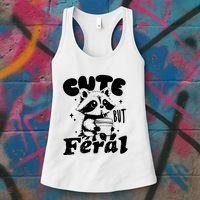 Cute But Feral Raccoon Funny Sarcastic Quote Women's Tank Top thumb 3