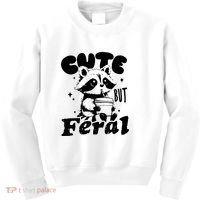 Cute But Feral Raccoon Funny Sarcastic Quote Kids Sweatshirt thumb 0