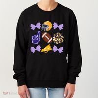 Coquette Bow Football Purple Gold Game Cheer Mom Touchdown Women's Sweatshirt thumb 0