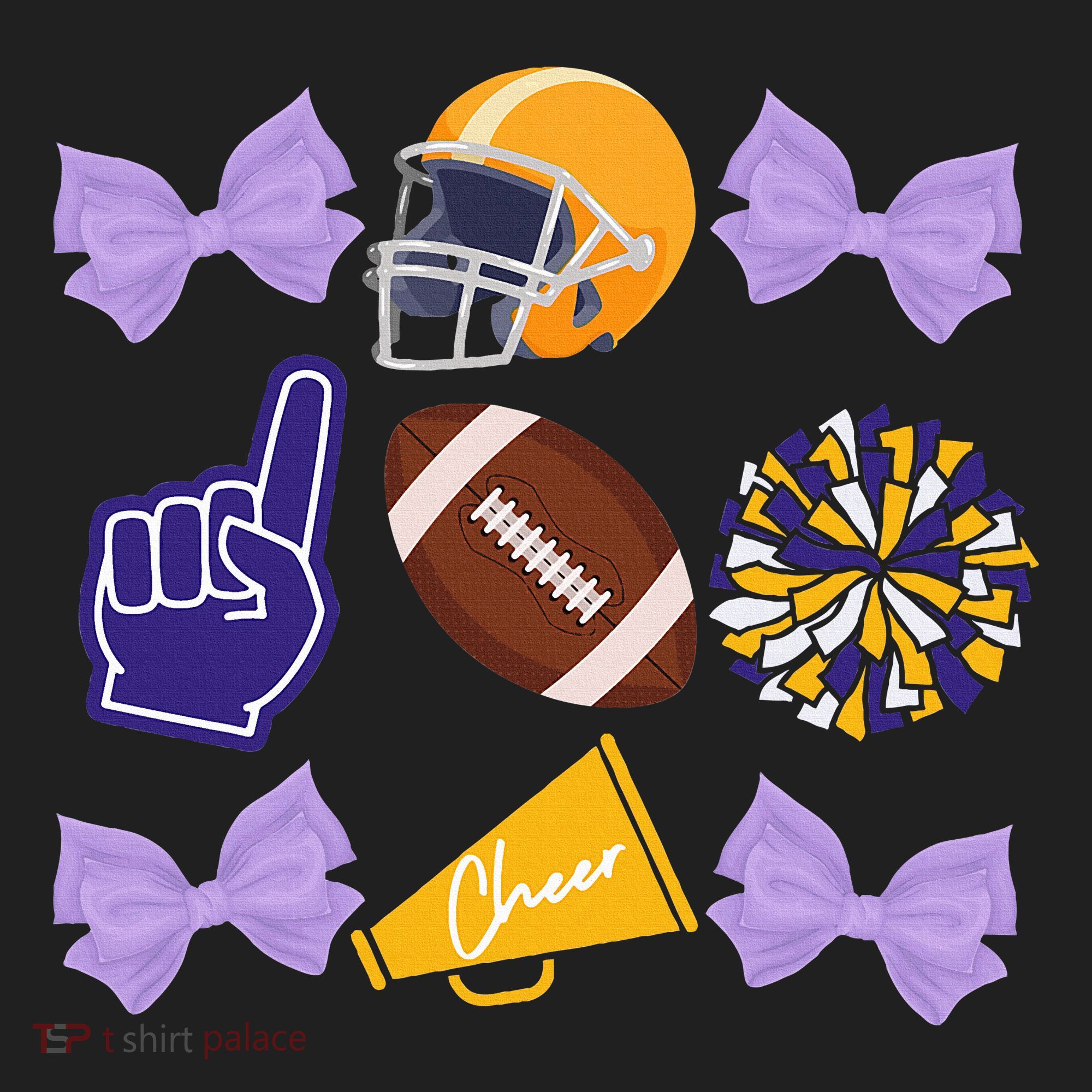 Coquette Bow Football Purple Gold Game Cheer Mom Touchdown Women's Sweatshirt