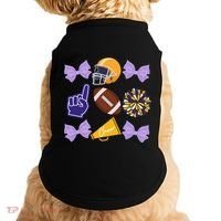 Coquette Bow Football Purple Gold Game Cheer Mom Touchdown Doggie Tank thumb 0