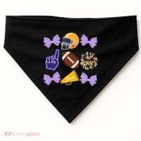 Coquette Bow Football Purple Gold Game Cheer Mom Touchdown USA-Made Doggie Bandana thumb 0