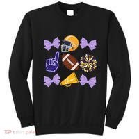 Coquette Bow Football Purple Gold Game Cheer Mom Touchdown Sweatshirt thumb 0
