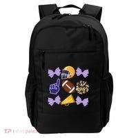 Coquette Bow Football Purple Gold Game Cheer Mom Touchdown Backpack thumb 0