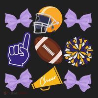 Coquette Bow Football Purple Gold Game Cheer Mom Touchdown Beanie thumb 2