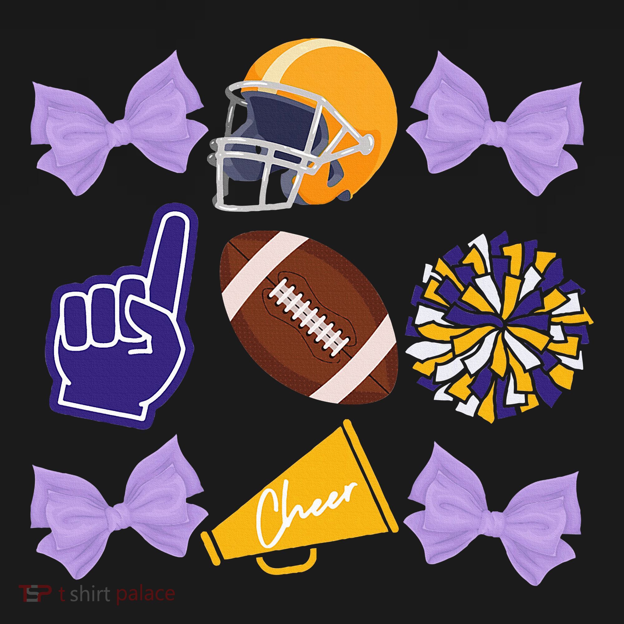 Coquette Bow Football Purple Gold Game Cheer Mom Touchdown Women's Hoodie