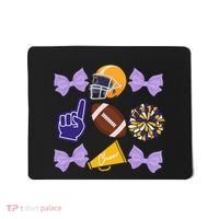 Coquette Bow Football Purple Gold Game Cheer Mom Touchdown Mousepad thumb 0