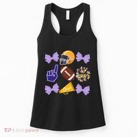 Coquette Bow Football Purple Gold Game Cheer Mom Touchdown Women's Tank Top thumb 0