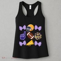 Coquette Bow Football Purple Gold Game Cheer Mom Touchdown Women's Tank Top thumb 3