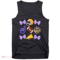 Coquette Bow Football Purple Gold Game Cheer Mom Touchdown Tank Top thumb 0