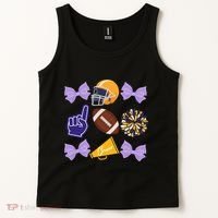 Coquette Bow Football Purple Gold Game Cheer Mom Touchdown Tank Top thumb 2