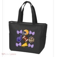 Coquette Bow Football Purple Gold Game Cheer Mom Touchdown Tote Bag thumb 3