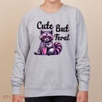 Cute But Feral Raccoon Funny Meme Women's Sweatshirt thumb 0