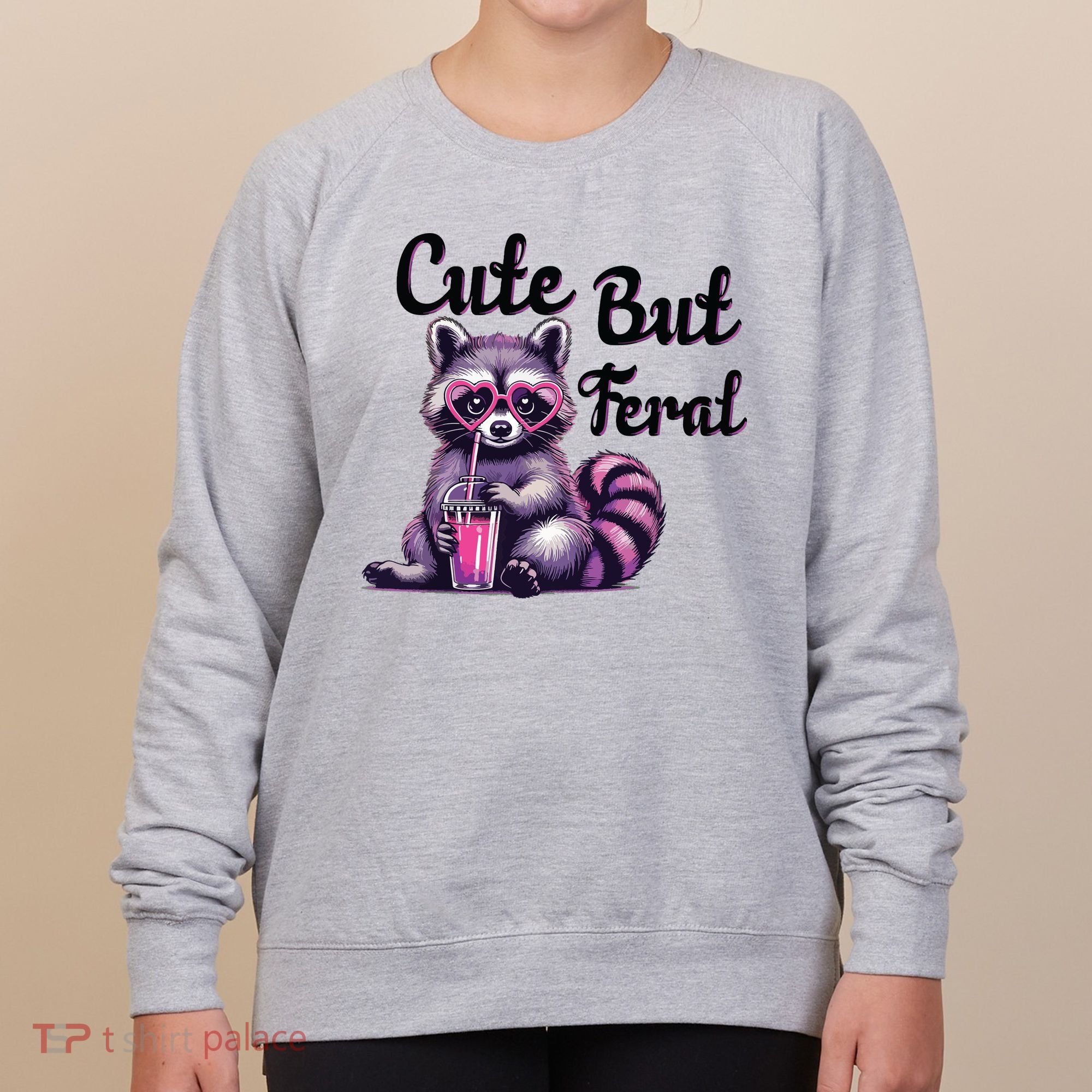 Cute But Feral Raccoon Funny Meme Women's Sweatshirt