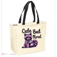 Cute But Feral Raccoon Funny Meme Tote Bag thumb 2
