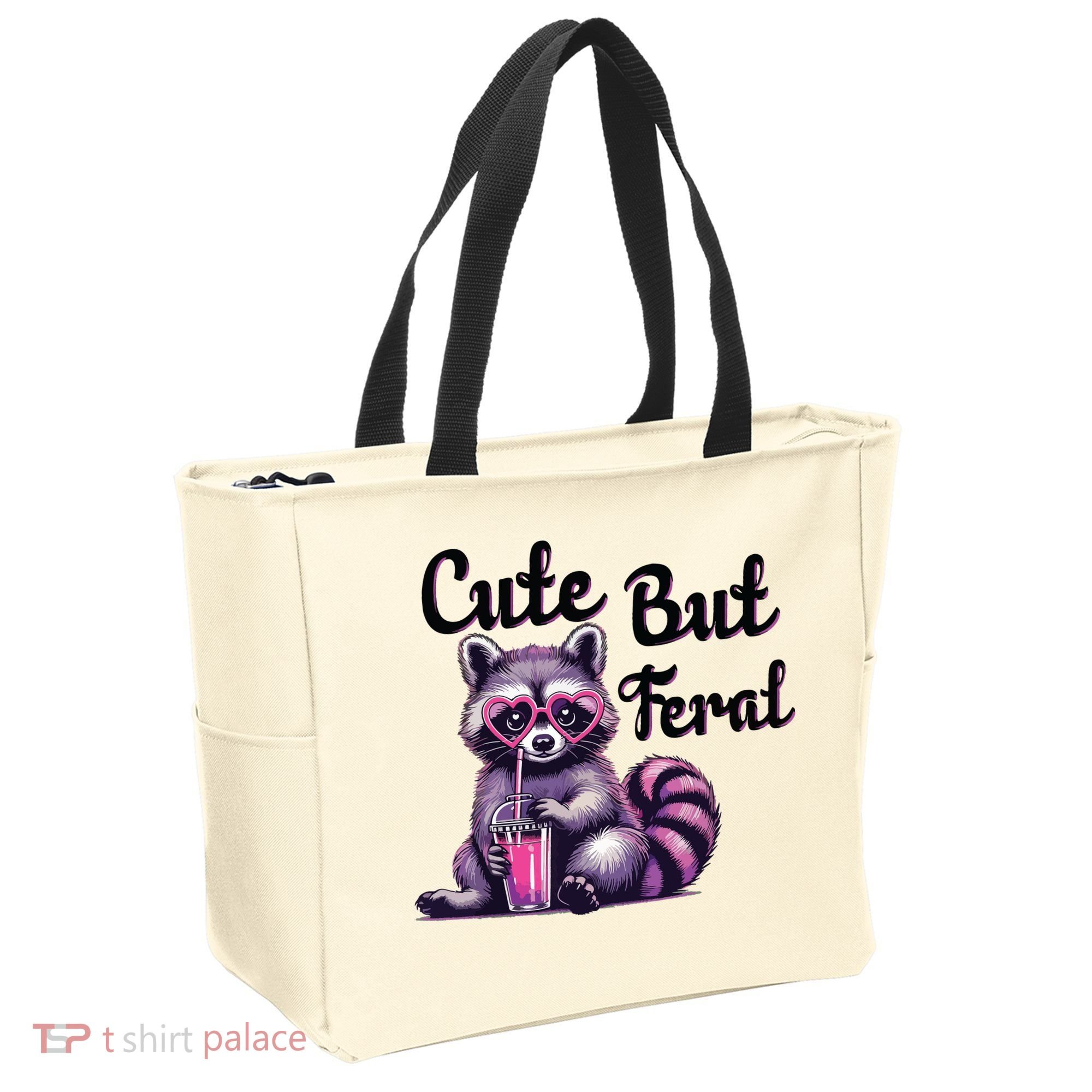 Cute But Feral Raccoon Funny Meme Tote Bag