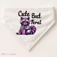 Cute But Feral Raccoon Funny Meme USA-Made Doggie Bandana thumb 0
