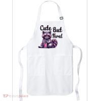 Cute But Feral Raccoon Funny Meme Apron thumb 0