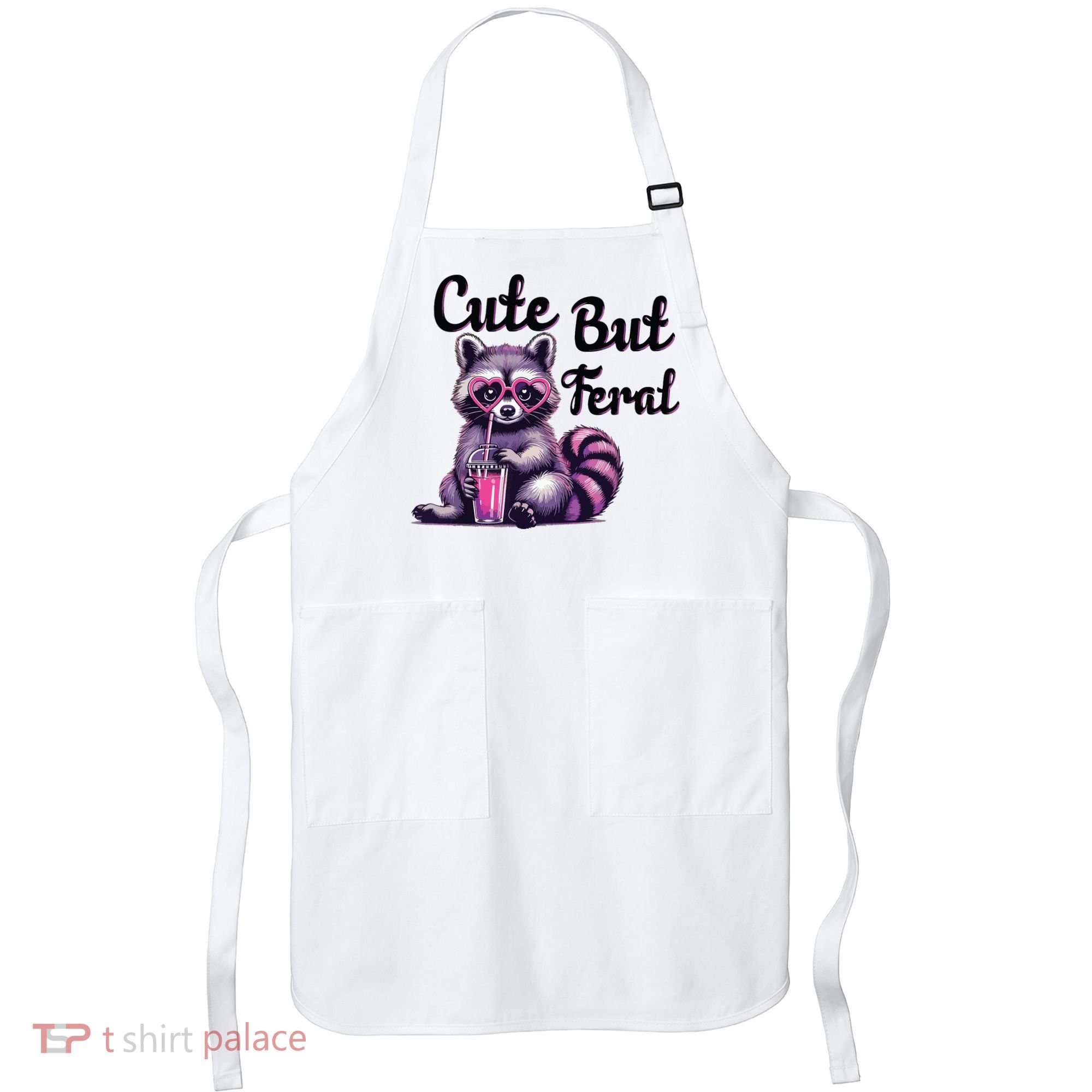 Cute But Feral Raccoon Funny Meme Apron