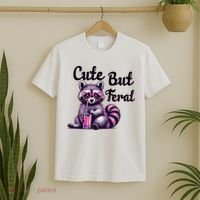 Cute But Feral Raccoon Funny Meme T-Shirt thumb 2