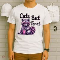 Cute But Feral Raccoon Funny Meme T-Shirt thumb 6
