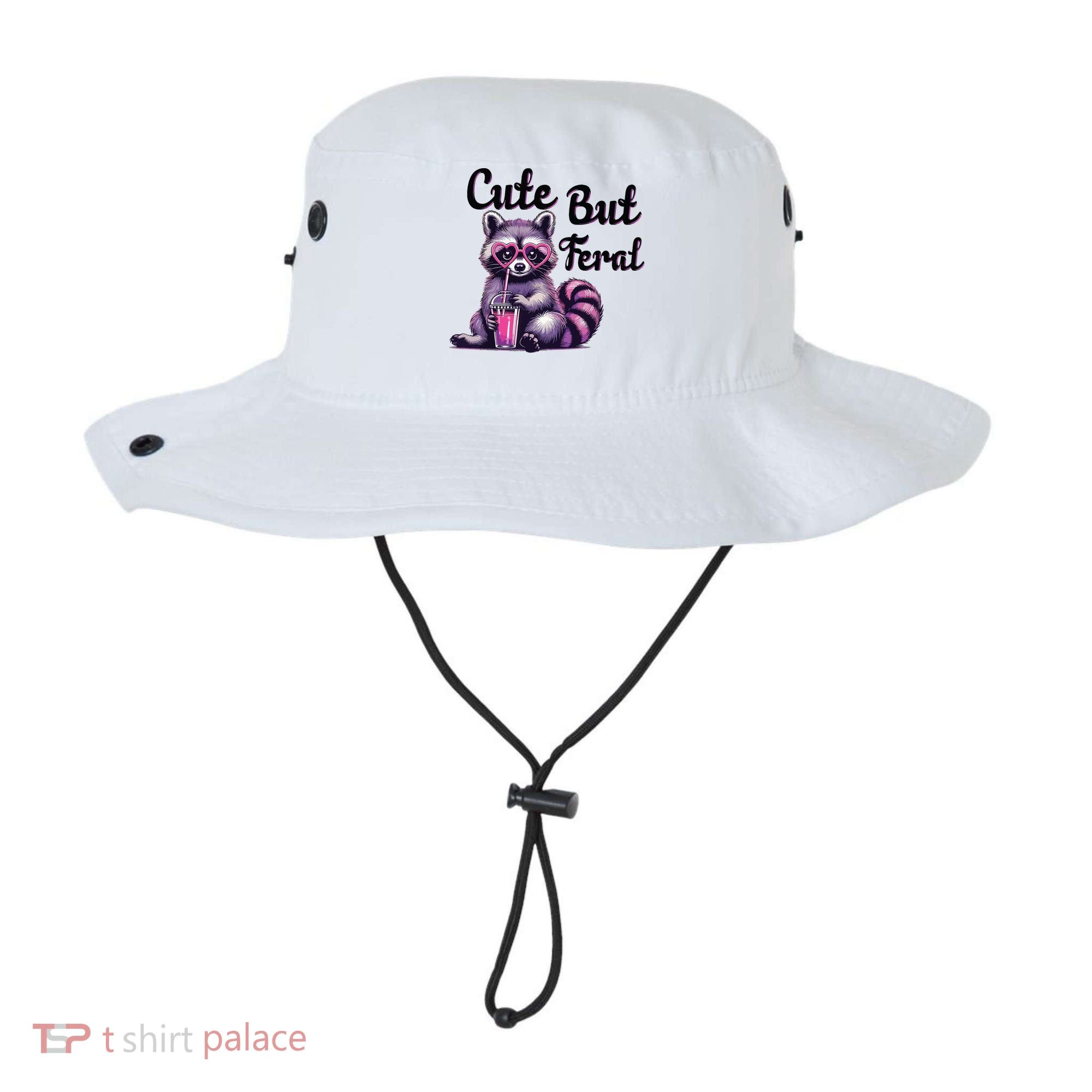 Cute But Feral Raccoon Funny Meme Bucket Hat