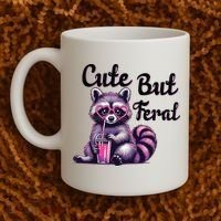 Cute But Feral Raccoon Funny Meme Coffee Mug thumb 2
