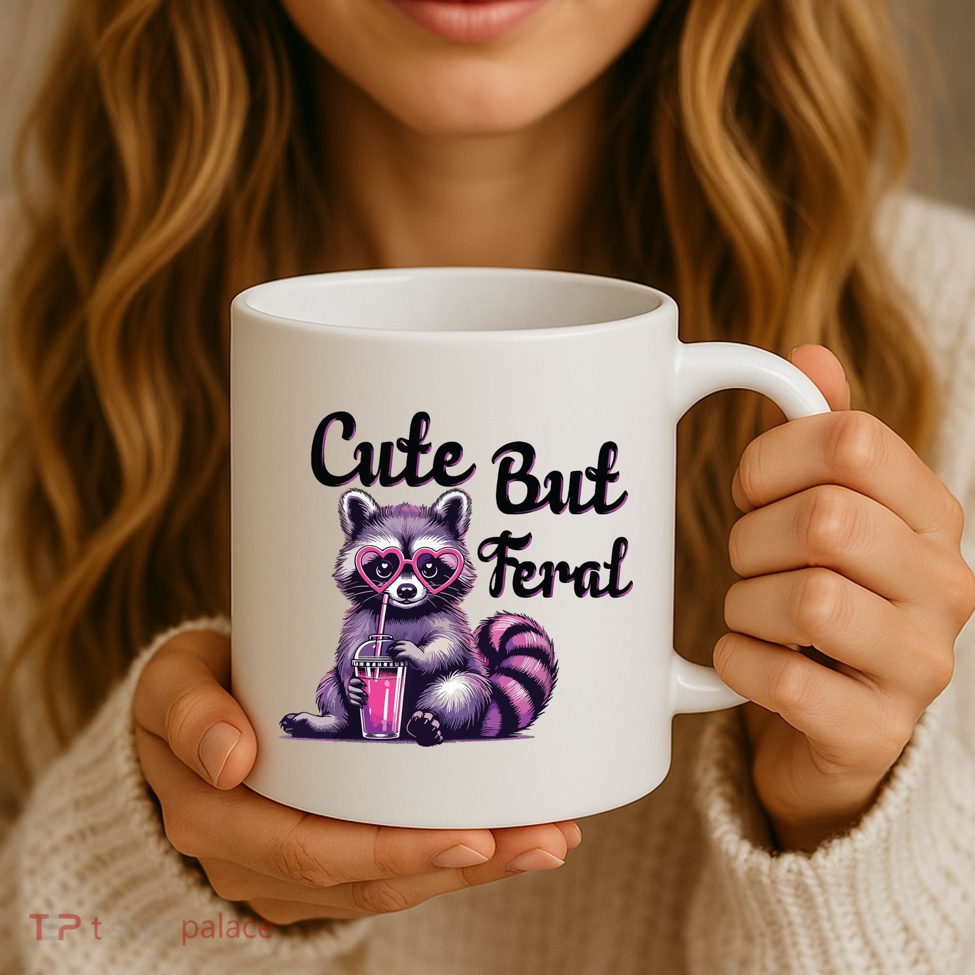 Cute But Feral Raccoon Funny Meme Coffee Mug
