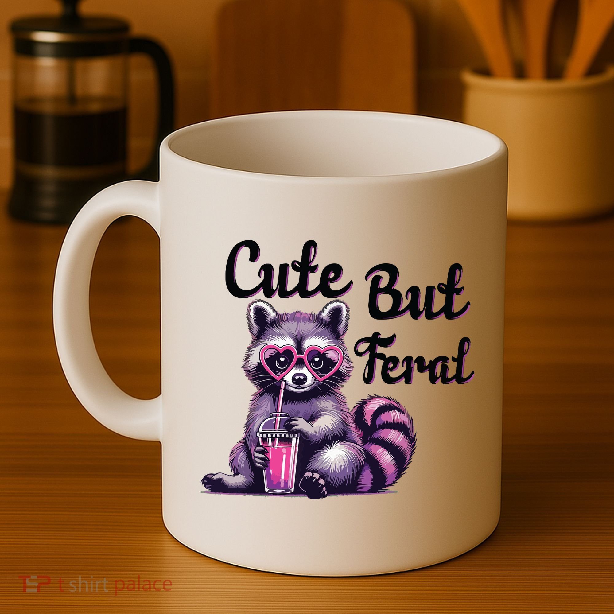 Cute But Feral Raccoon Funny Meme Coffee Mug