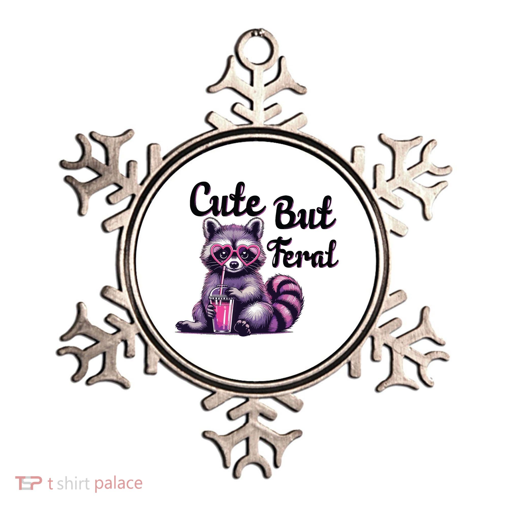 Cute But Feral Raccoon Funny Meme Ornament
