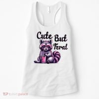 Cute But Feral Raccoon Funny Meme Women's Tank Top thumb 0