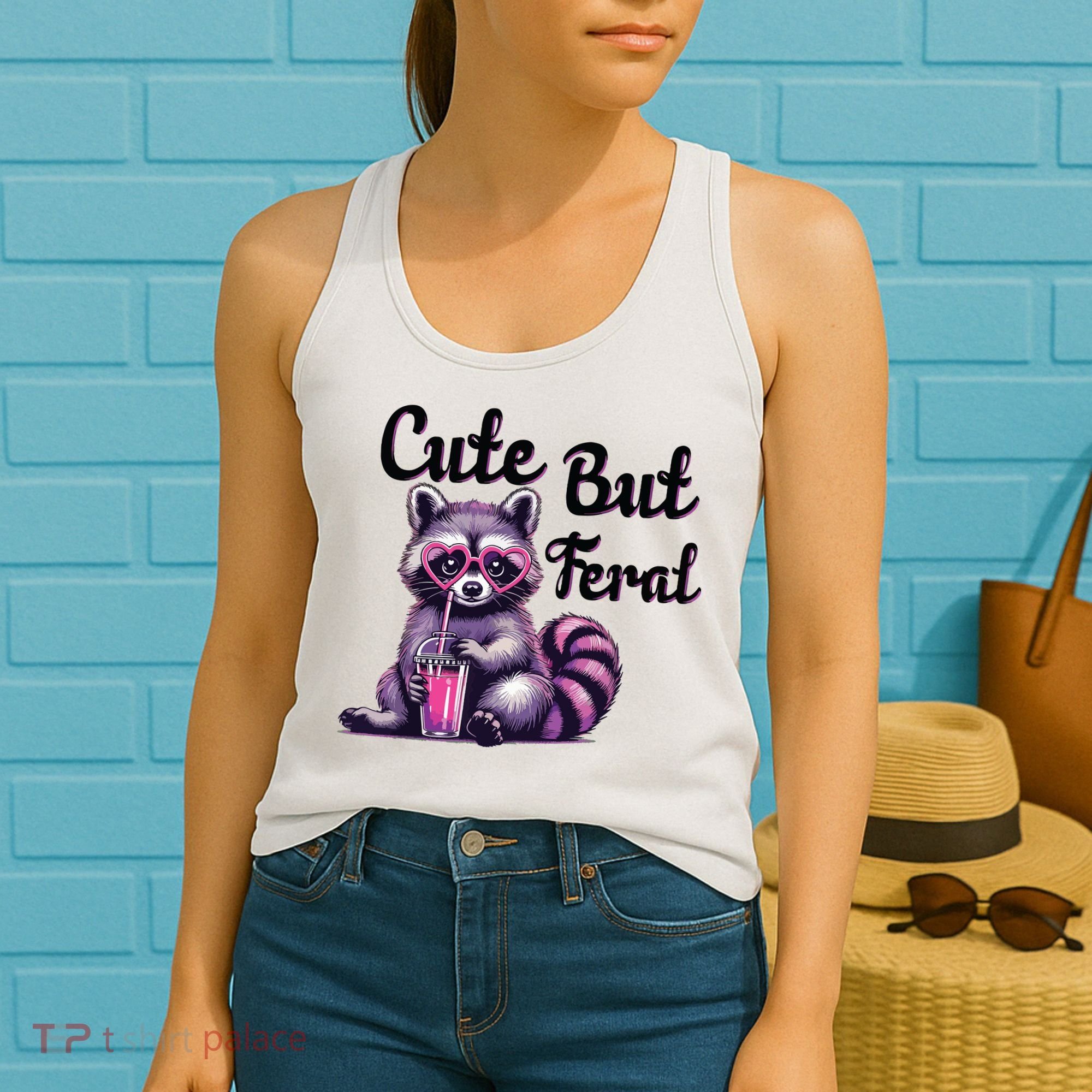 Cute But Feral Raccoon Funny Meme Women's Tank Top